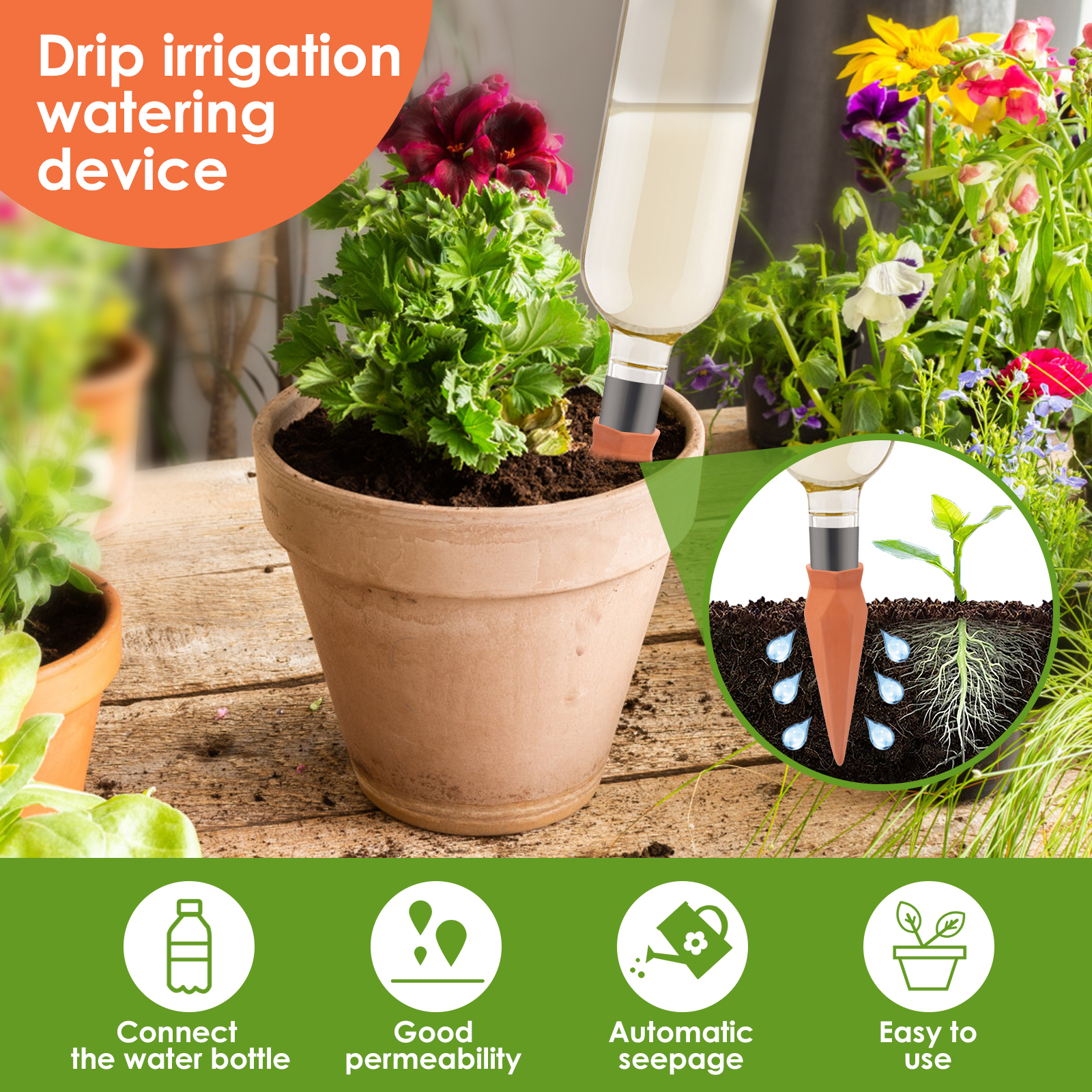 8Pcs Self Watering Stakes Red  - Self Watering Insert のレビューと価格