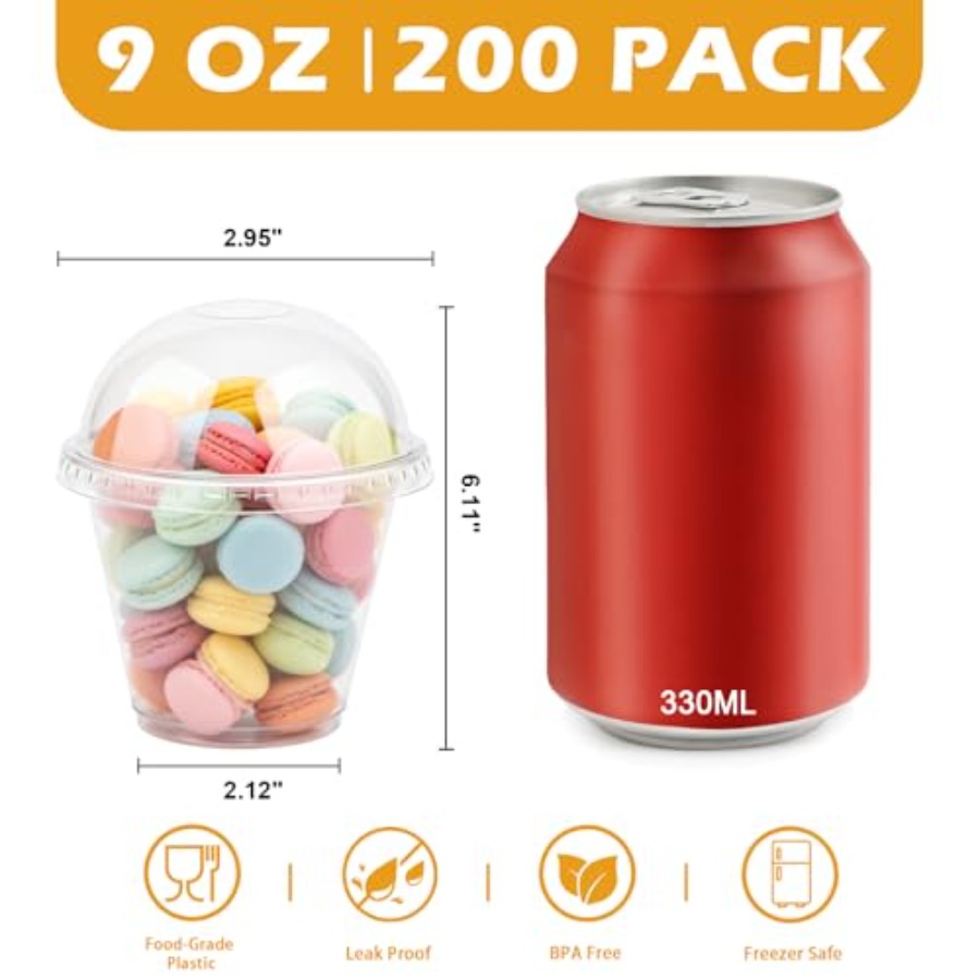 200 Pack 9 oz Clear Plastic Cu - Plastic Dome Clear のレビューと価格