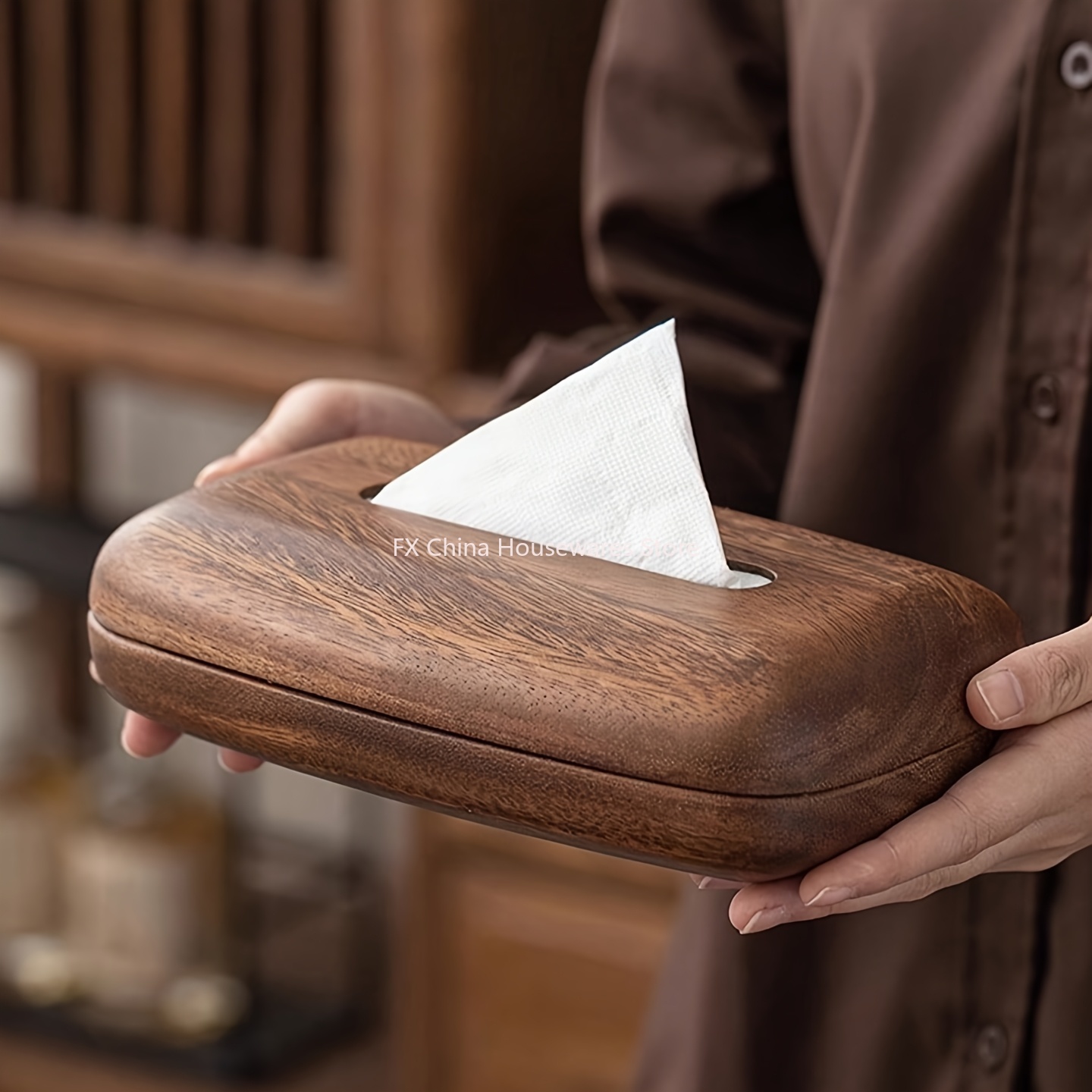Walnut Wood Tissue Box Cover H - Agar Tissue Culture のレビューと価格