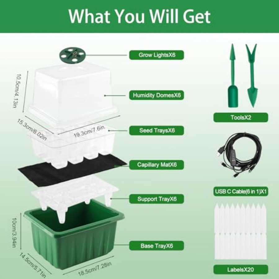 Seed Starter Tray with Light,  - Humidity Dome Kit のレビューと価格