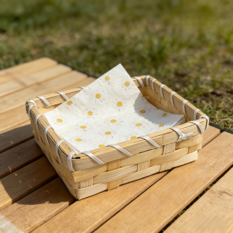 Handwoven Bamboo Napkin Basket - Agar Tissue Culture のレビューと価格