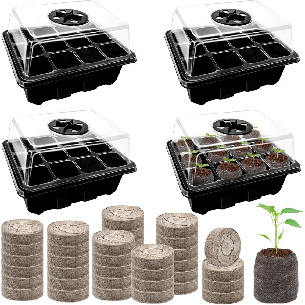 4 Pack Seed Starter Tray with  - Peat Pellet Tray のレビューと価格