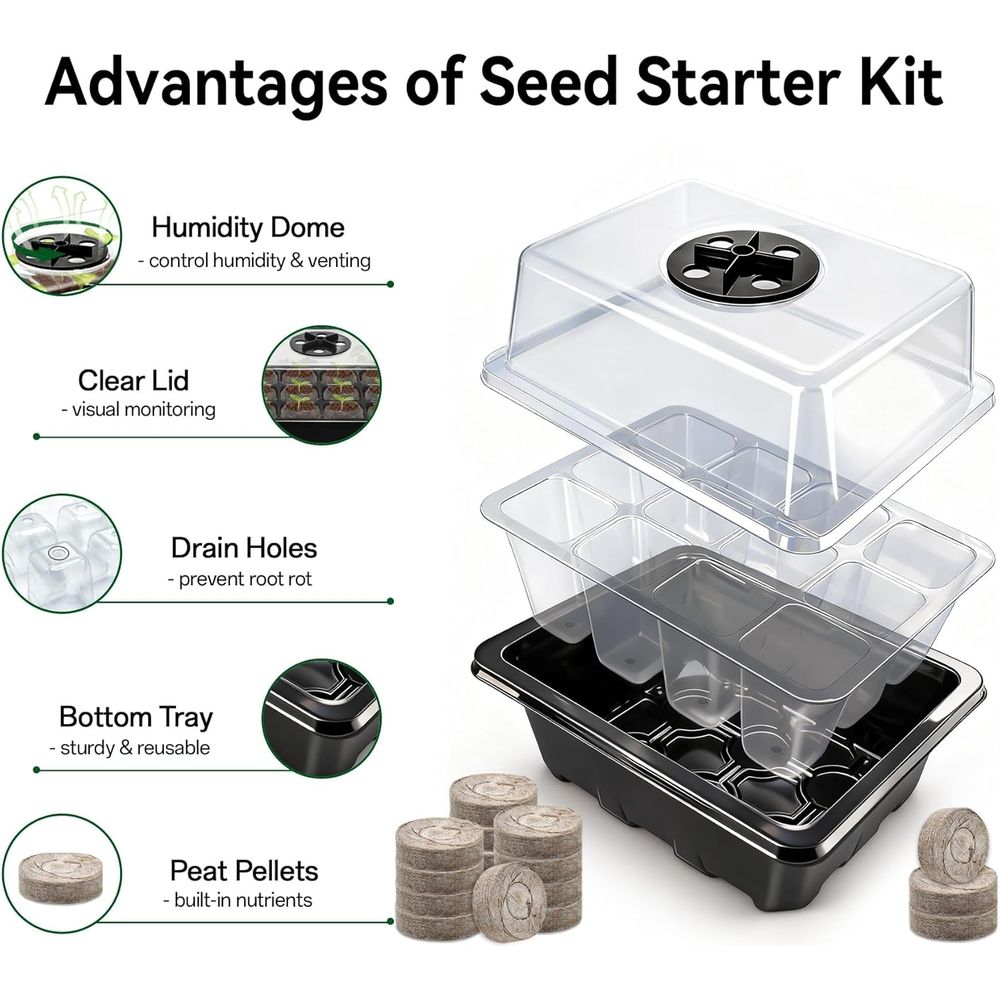 4 Pack Seed Starter Tray with  - Peat Pellet Tray のレビューと価格