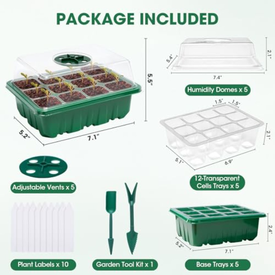 5 Packs Seed Starter Tray with - Humidity Dome Kit のレビューと価格
